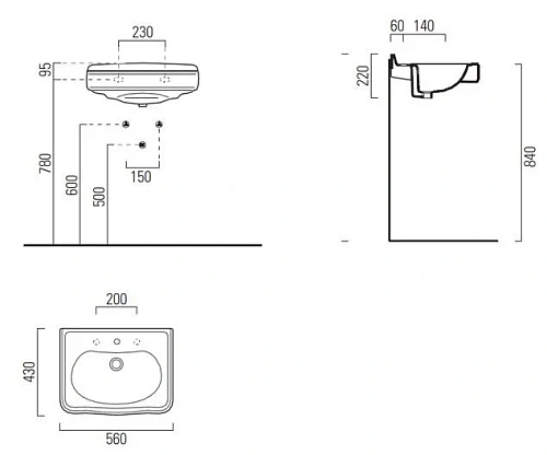 Раковина GSI Old Antea 553011 56 см Раковина GSI Old Antea 553011 56 см