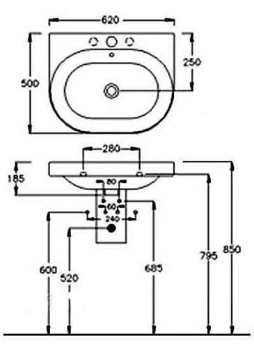 Раковина HATRIA DAYTIME Y0YT01 62 см Раковина HATRIA DAYTIME Y0YT01 62 см