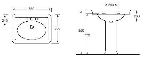 Раковина HATRIA DOLCEVITA Y0EJ01 75 см Раковина HATRIA DOLCEVITA Y0EJ01 75 см