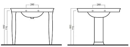 Раковина HATRIA DOLCEVITA Y0F001+Y0FN01 с ногами на 100 см Раковина HATRIA DOLCEVITA Y0F001+Y0FN01 с ногами на 100 см
