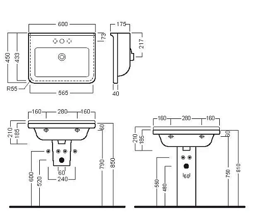 Раковина HATRIA ERIKA PRO YXBH01 60 см Раковина HATRIA ERIKA PRO YXBH01 60 см