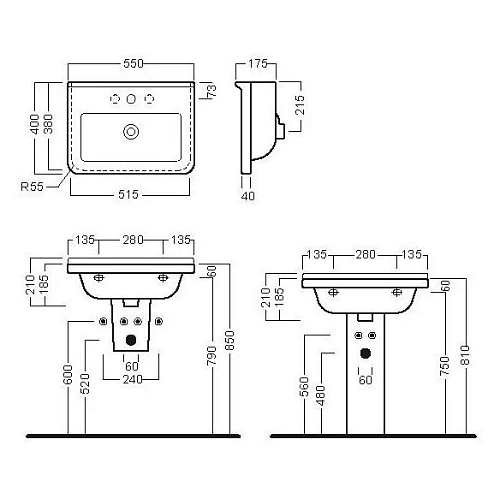 Раковина HATRIA ERIKA PRO YXBI01 55 см Раковина HATRIA ERIKA PRO YXBI01 55 см