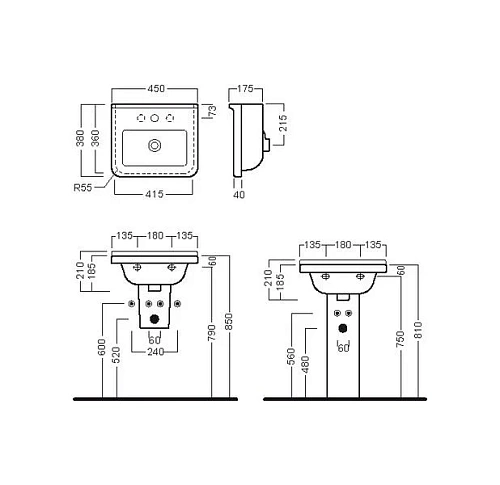 Раковина HATRIA ERIKA PRO YXBJ01 45 см Раковина HATRIA ERIKA PRO YXBJ01 45 см