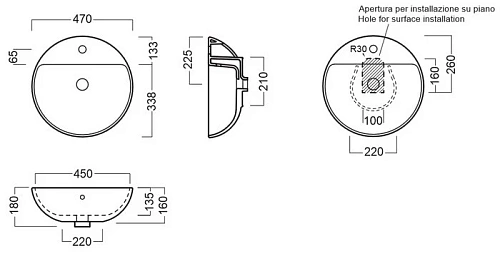 Раковина Hatria Happy Hour YXSJ01 на столешницу Ø 47 см Раковина Hatria Happy Hour YXSJ01 на столешницу Ø 47 см
