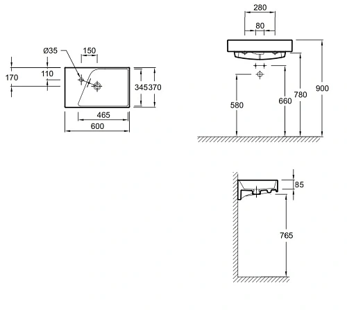 Раковина Jacob Delafon Formilia Rythmik EXR112-00 (60х37) Раковина Jacob Delafon Formilia Rythmik EXR112-00 (60х37)