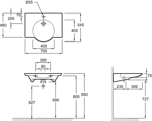 Раковина Jacob Delafon Formilia Spherik E4492-00 70 см Раковина Jacob Delafon Formilia Spherik E4492-00 70 см