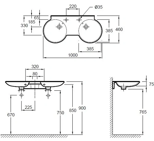 Раковина Jacob Delafon Formilia Spherik E4502-00 100 см Раковина Jacob Delafon Formilia Spherik E4502-00 100 см
