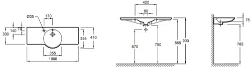 Раковина Jacob Delafon Formilia Spherik E4505-00 100 см Раковина Jacob Delafon Formilia Spherik E4505-00 100 см