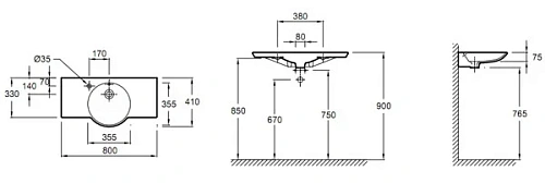 Раковина Jacob Delafon Formilia Spherik E4507-00 80 см Раковина Jacob Delafon Formilia Spherik E4507-00 80 см