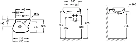 Раковина Jacob Delafon Nouvelle Vague 45 см EGK112-00 Раковина Jacob Delafon Nouvelle Vague 45 см EGK112-00