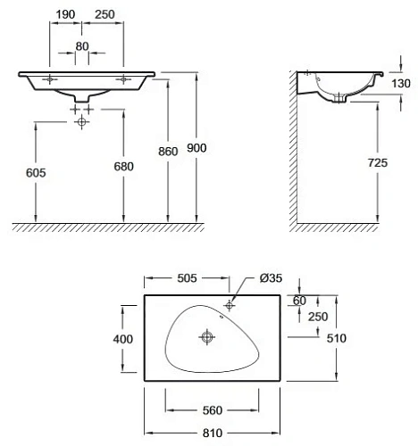 Раковина Jacob Delafon Nouvelle Vague 81 см EXAR112-Z-MG2 Раковина Jacob Delafon Nouvelle Vague 81 см EXAR112-Z-MG2