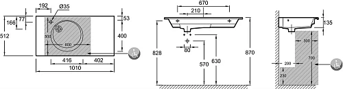 Раковина Jacob Delafon Odeon rive gauche 101 см EXAU112-Z-00 левая Раковина Jacob Delafon Odeon rive gauche 101 см EXAU112-Z-00 левая