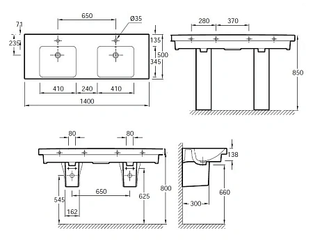 Раковина Jacob Delafon Odeon up 140 см E4779-00 Раковина Jacob Delafon Odeon up 140 см E4779-00