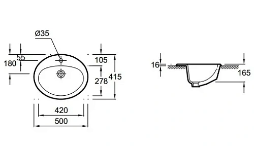 Раковина Jacob Delafon Ovale Minima E1358-00 50х41.5 см Раковина Jacob Delafon Ovale Minima E1358-00 50х41.5 см