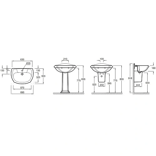 Раковина Jacob Delafon Portrait E1214-00 70 см Раковина Jacob Delafon Portrait E1214-00 70 см