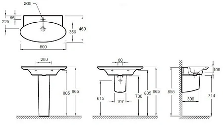 Раковина Jacob Delafon Presqu'ile 80 см E4437-00 Раковина Jacob Delafon Presqu'ile 80 см E4437-00