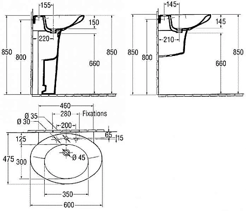 Раковина Jacob Delafon Presqu'ile E1220-00 60 см Раковина Jacob Delafon Presqu'ile E1220-00 60 см