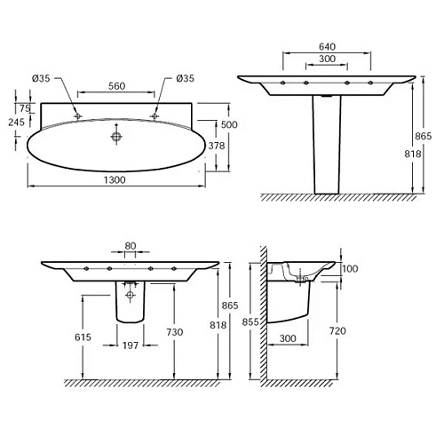 Раковина Jacob Delafon Presqu'ile E4445-00 130х50 см Раковина Jacob Delafon Presqu'ile E4445-00 130х50 см