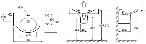 Раковина Jacob Delafon Presquile E1343 полувстраиваемая E1343-00 Раковина Jacob Delafon Presquile E1343 полувстраиваемая E1343-00