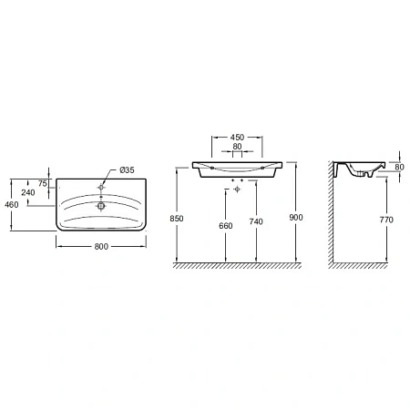 Раковина Jacob Delafon Replay 80x46 E4486 E4486-00 Раковина Jacob Delafon Replay 80x46 E4486 E4486-00