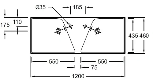 Раковина Jacob Delafon Rythmik EXM112-Z-00 120 см Раковина Jacob Delafon Rythmik EXM112-Z-00 120 см