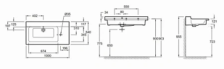 Раковина Jacob Delafon Soprano 100 см EXK122-00 Раковина Jacob Delafon Soprano 100 см EXK122-00