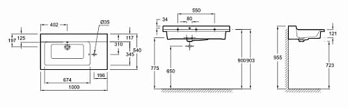 Раковина Jacob Delafon Soprano 100 см EXK122-00 Раковина Jacob Delafon Soprano 100 см EXK122-00