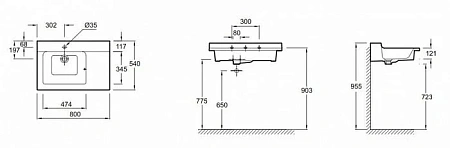 Раковина Jacob Delafon Soprano 80 см EXL112-00 Раковина Jacob Delafon Soprano 80 см EXL112-00