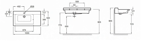 Раковина Jacob Delafon Soprano EXK112-000 100х54 см Раковина Jacob Delafon Soprano EXK112-000 100х54 см