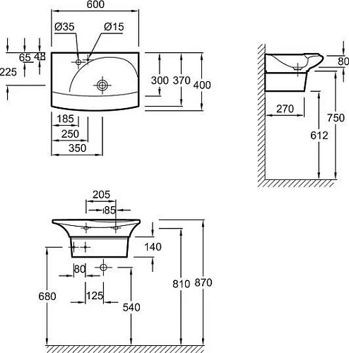 Раковина Jacob Delafon Stillness E1300-09-00 60 см Раковина Jacob Delafon Stillness E1300-09-00 60 см