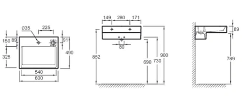 Раковина Jacob Delafon Terrace EXE9112-00 60 см, с подсветкой Раковина Jacob Delafon Terrace EXE9112-00 60 см, с подсветкой