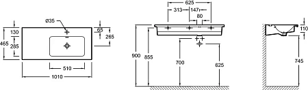 Раковина Jacob Delafon Vox 101 см EXAD112-Z-00 правая Раковина Jacob Delafon Vox 101 см EXAD112-Z-00 правая