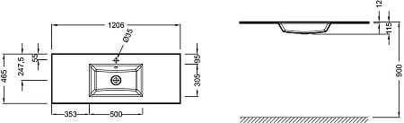 Раковина Jacob Delafon Vox 121 см EB2101-DD1 Раковина Jacob Delafon Vox 121 см EB2101-DD1