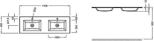 Раковина Jacob Delafon Vox 141 см EB2100-DD2 Раковина Jacob Delafon Vox 141 см EB2100-DD2