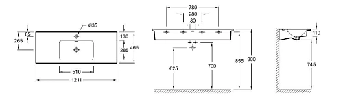 Раковина Jacob Delafon Vox EXAB112-00 120х46 Раковина Jacob Delafon Vox EXAB112-00 120х46