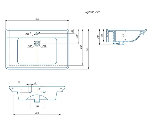 Раковина Kirovit Дуглас 75 Дуглас75 Раковина Kirovit Дуглас 75 Дуглас75