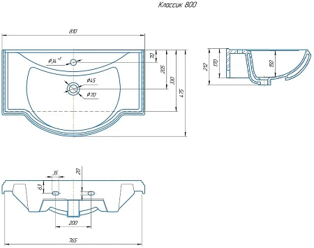 Раковина Kirovit Классик 80 см 446767 Раковина Kirovit Классик 80 см 446767
