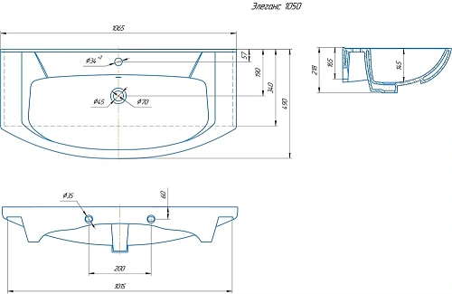 Раковина Kirovit Элеганс 105 см 451073 Раковина Kirovit Элеганс 105 см 451073
