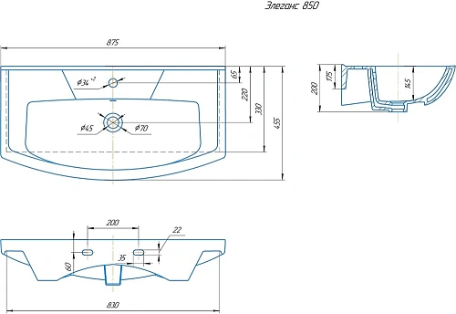 Раковина Kirovit Элеганс 85 Элеганс85 Раковина Kirovit Элеганс 85 Элеганс85