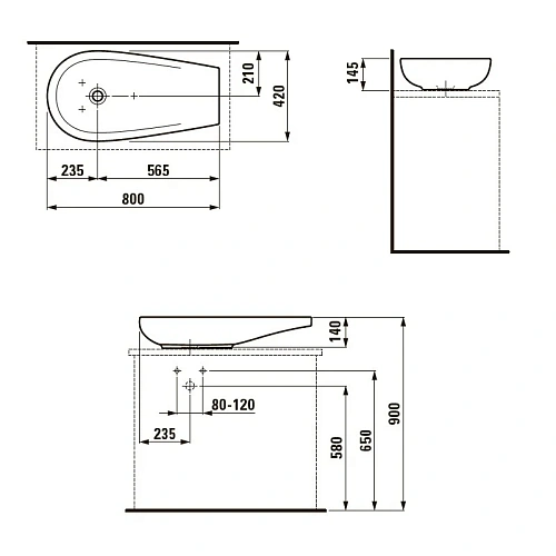 Раковина Laufen Alessi 1897.3 (8.1897.3.400.112.1), с полкой Раковина Laufen Alessi 1897.3 (8.1897.3.400.112.1), с полкой