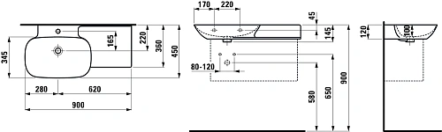 Раковина Laufen Ino 900х360x450 8.1330.2.000.109.1 Раковина Laufen Ino 900х360x450 8.1330.2.000.109.1