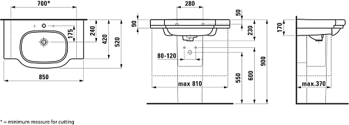 Раковина Laufen LB3 85x52 810686 8.1068.6.000.104.1 Раковина Laufen LB3 85x52 810686 8.1068.6.000.104.1