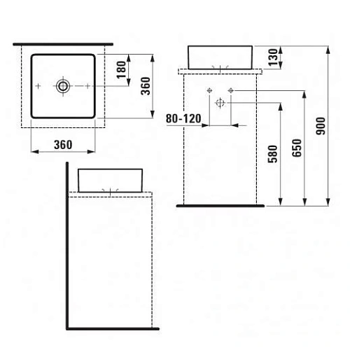 Раковина Laufen Living 1143.3 (360х360мм, 8.1143.3.000.112.1) Раковина Laufen Living 1143.3 (360х360мм, 8.1143.3.000.112.1)
