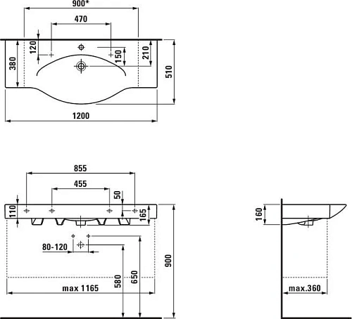 Раковина Laufen Palace New 1170.4 (8.1170.4.000.104.1) 1200х380х510 мм Раковина Laufen Palace New 1170.4 (8.1170.4.000.104.1) 1200х380х510 мм