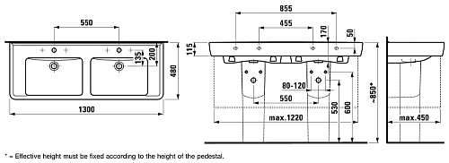 Раковина Laufen Pro A 1496.7 (8.1496.7.000.104.1) 1300x480мм Раковина Laufen Pro A 1496.7 (8.1496.7.000.104.1) 1300x480мм