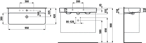 Раковина Laufen Val 950х420 отверстие по центру, LCC 8.1028.7.400.104.1 Раковина Laufen Val 950х420 отверстие по центру, LCC 8.1028.7.400.104.1