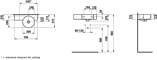 Раковина Laufen Val полка слева 8.1528.4.000.106.1 Раковина Laufen Val полка слева 8.1528.4.000.106.1