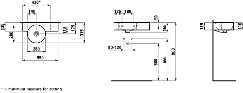 Раковина Laufen Val полка справа 8.1528.3.000.105.1 Раковина Laufen Val полка справа 8.1528.3.000.105.1
