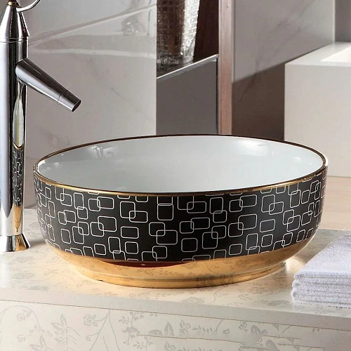 Раковина MELANA MLN-T4003-G12 (черная с золотом) T4003-G12-806 Раковина MELANA MLN-T4003-G12 (черная с золотом) T4003-G12-806