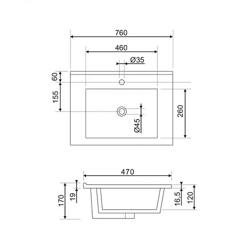 Раковина OMNIRES ORLANDO 76х47 см (белый глянец) ORLANDO760BP Раковина OMNIRES ORLANDO 76х47 см (белый глянец) ORLANDO760BP